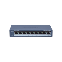 Switch Administrable PoE+ / 8 puertos 100 Mbps PoE+ / 1 puerto 1000 Mbps de Uplink / PoE hasta 300 Metros / Conexión Remota desde Hik-ParnerPro / 110 W
