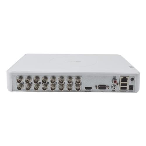 DVR 2 Megapixel (1080P) lite / 16 Canales TURBOHD + 2 Canales IP / 1 Bahía de Disco Duro / H.264+ / 1 Canal de Audio / Salida de Vídeo FULL HD