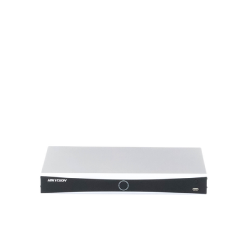 NVR 12 Megapixel (4K) / 16 Canales IP / 16 Puertos PoE+ / Reconocimiento Facial / AcuSense (Evita Falsas Alarmas) / 2 Bahías de Disco Duro / Switch PoE 300 mts / HDMI en 4K / Alarmas I/O / 300 Metros PoE Modo Extendido