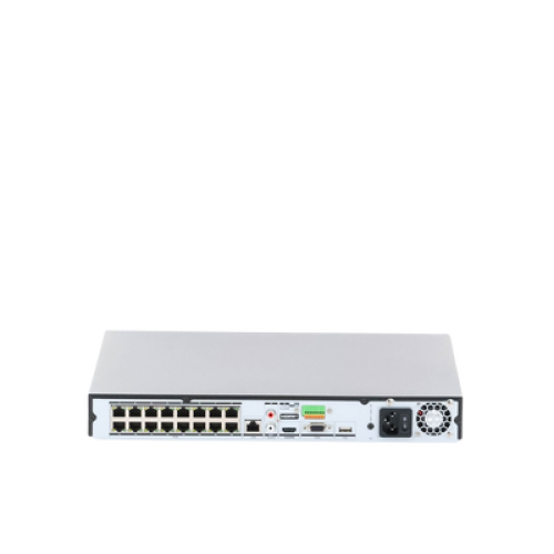 NVR 12 Megapixel (4K) / 16 Canales IP / 16 Puertos PoE+ / Reconocimiento Facial / AcuSense (Evita Falsas Alarmas) / 2 Bahías de Disco Duro / Switch PoE 300 mts / HDMI en 4K / Alarmas I/O / 300 Metros PoE Modo Extendido