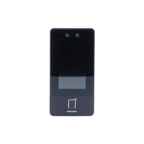Terminal Min Moe PoE & WiFi de Reconocimiento Facial y Huella con Lector MIFARE / Exterior IP65  / Hasta 1.5 mts en Lectura de Rostro / Soporta P2P / 1,500 Rostros / 3,000 Huellas / Salida 12 Vcd para Chapa / PoE / SIP Estandar / HIK-IA