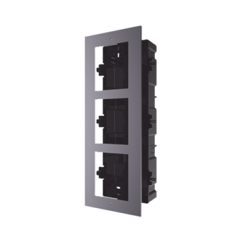 Base de 3 Espacios para EMPOTRAR Módulos de Videoporteros Hikvision