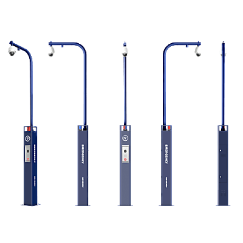 Estación de Alarma de Pánico con Videollamada / Cámara IP 4 MP/ Audio Bidireccional / Altavoz 30 W / Sirena (Azul y Rojo) / RS-485 / Micro SD / Montaje en Suelo / Montaje para PTZ (No Incluye PTZ)