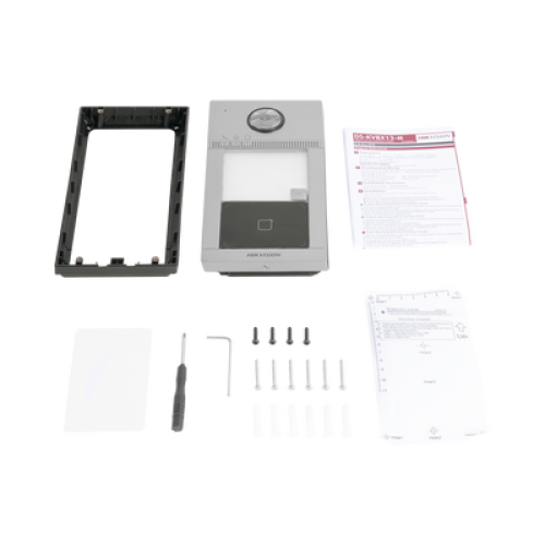 Videoportero IP 2 Megapixel / Llamada y Apertura Remota desde App Hik-Connect / PoE / Exterior IP65 + Antivandalico IK08 / 1 Departamento / Apertura con Tarjeta / Soporta 2 Puertas y hasta 6 Monitores