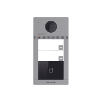 Videoportero IP (IP65 + IK08) con Llamada y apertura desde APP Hik-Connect / Soporta 2 Departamentos / PoE Estandar  / Interfaz WEB para configuración / 2 puertas