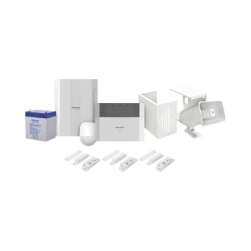 KIT Panel de Alarma AX HYBRID PRO / 1 Panel Híbrido / 1 Monitor LCD / 2 PIR / 3 Contactos Magnéticos / 1 Sirena / 1 Gabinete para Sirena / 1 Batería 12 vcc 7 Amp