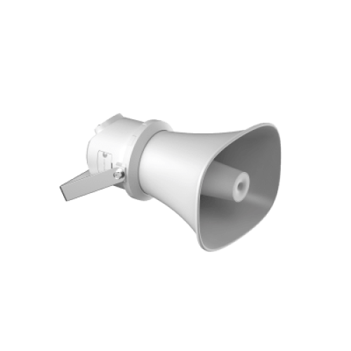 Altavoz IP Tipo Trompeta | 7 Watts | PoE+ |  Reproducción de Audio vía Red | IP67 | Salida de 12 VCD | Metal | Compatible con Hik-Connect / Hik-Central Professional