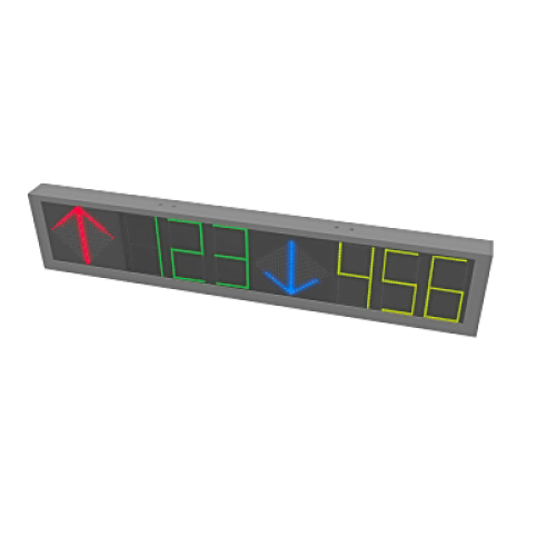 Panel LED de Estacionamiento Hikvision / 6 Dígitos con 2 Flechas / 7 Colores RGB / Comunicación RS485 y RJ45 / Display en Tiempo Real / Iconos Especiales / Montaje por Suspensión