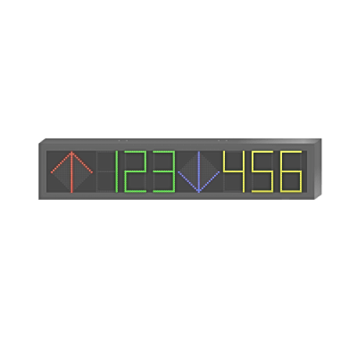 Panel LED de Estacionamiento Hikvision / 6 Dígitos con 2 Flechas / 7 Colores RGB / Comunicación RS485 y RJ45 / Display en Tiempo Real / Iconos Especiales / Montaje por Suspensión