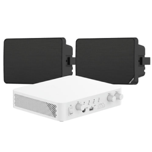 Kit de Audio | 70/100V | 2 Altavoces de pared | Bluetooth | Color Negro | Hik-Connect 