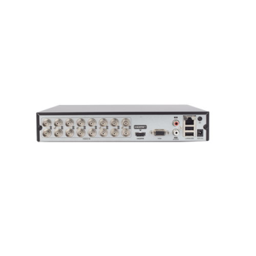 DVR 16 Canales TurboHD + 2 Canales IP / 2 Megapíxel (1080p) Lite / Acusense Lite (Evita falsas alarmas) / Audio por Coaxitron / 1 Bahía de Disco Duro / H.265+ / Salida de Video en Full HD