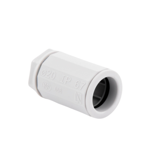Conector de tubería rígida a caja (Racor), PVC Auto-extinguible, de 20 mm