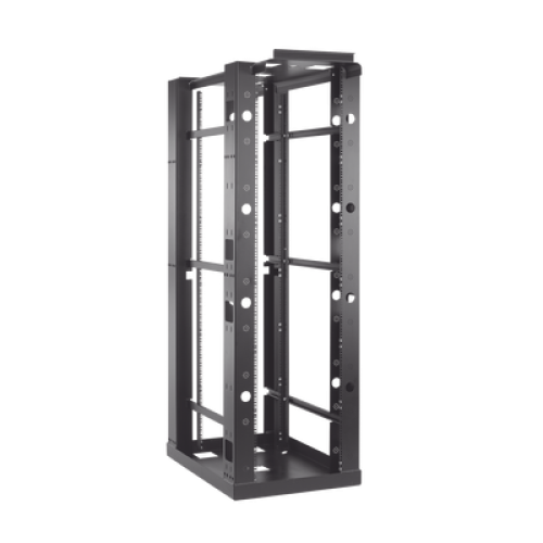 Rack de 4 Postes Sísmico, Estándar de 19 in, Rieles Con Orificio Para Tuerca Enjaulada, Fabricado en Acero, 45 Unidades de Rack, Color Negro