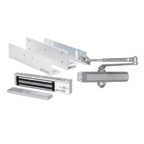 Kit para Control de Acceso Incluye Chapa Magnética de 600 Lbs / Montajes L y Z / Cierra puerta para 150 Kg / Certificación UL