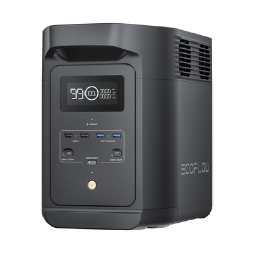 Estación de Energía Portátil de 980Wh Litio LFP / 10 Puertos AC 500 W (Max. 1000W) / 2 USB-C 100W / Cargador de Coche 10A a 12.6V / Conectividad WiFi y Bluetooth (App) / Carga Solar 500W Max.