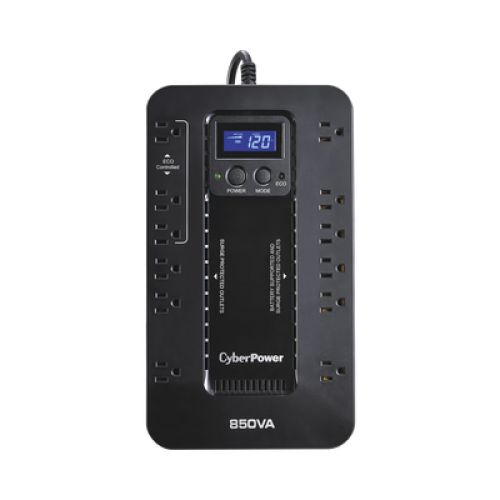 UPS de 850 VA/510 W, Topología Standby con Modo Ahorrador ECO, Entrada 120 Vca NEMA 5-15P, Con 12 Tomas NEMA 5-15R