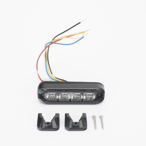 Luz Auxiliar Flexible 8 LED, Rojo / Azul, Bisel Negro, Lente Transparente Luz Auxiliar Flexible 8 LED, Rojo / Azul, Bisel Negro, Lente Transparente