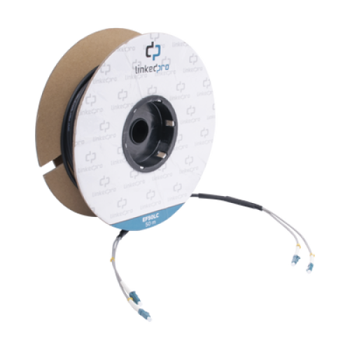 Carrete de Fibra Óptica Monomodo con Conectores LC-LC Duplex, Reforzada con Kevlar, de 50 Metros (164.04 Pies), Para Instalaciones Subterráneas por Tubería