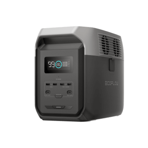 Estación de Energía Portátil Delta 3 1536Wh Litio LFP / 6 AC 1800 W (Max. 3600W) / 2 USB-C 100W / Capacidad para Aumentar Respaldo / Cargador de Coche 10A a 12.6V / Conectividad WiFi y Bluetooth (App) / Carga Solar 500W Max.