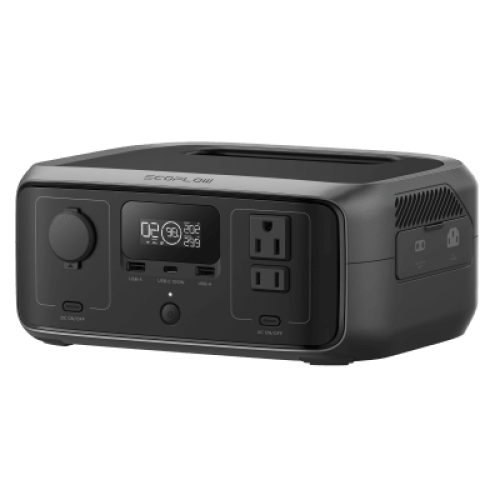 EcoFlow River 3 | Estación de Energía Portátil 245Wh Litio LFP / 2 AC 300 W (Max. 550W) / 1 USB-C 100W / 2 USB -A 12W / Cargador de Coche 8A a 12 o 24V / Conectividad WiFi y Bluetooth (App) / Carga Solar 110W Max.
