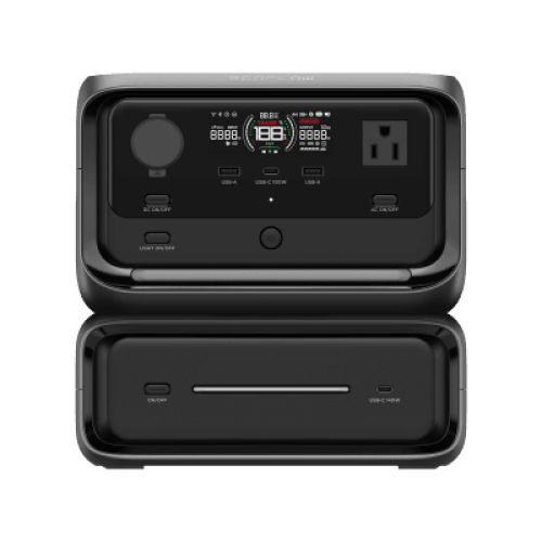 EcoFlow River 3 Plus | Estación de Energía Portátil 572Wh Litio LFP / 4 AC 800W (Max. 1600W) / 1 USB-C 100W / 3 USB -A 12W / Cargador de Coche 10A, 126W Max. / Conectividad WiFi y Bluetooth (App) / Carga Solar 220W Max.