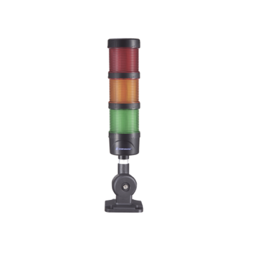 Torre LED Indicadora de estado de 3 niveles color Rojo, Ámbar y Verde, con Buzzer integrado a 85 dB,  a 110-240 VCA con Montaje incluido de 60 mm de diámetro