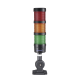 Torre LED Indicadora de estado de 3 niveles color Rojo, Ámbar y Verde, con Buzzer integrado a 85 dB,  a 24 VCD con Montaje incluido de 60 mm de diámetro