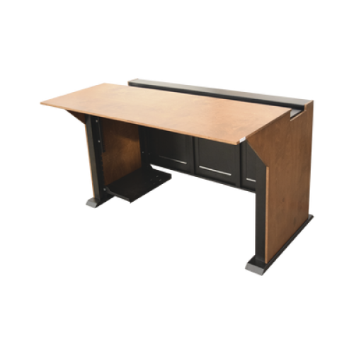 Consola Profesional para Monitoreo | Con Porta PC | Con Tomacorriente | Tapas Removibles | Color Negro y Nogal con Veta | Lamina de Acero Rolado Calibre 18 | Pintura en Polvo Electrostática.