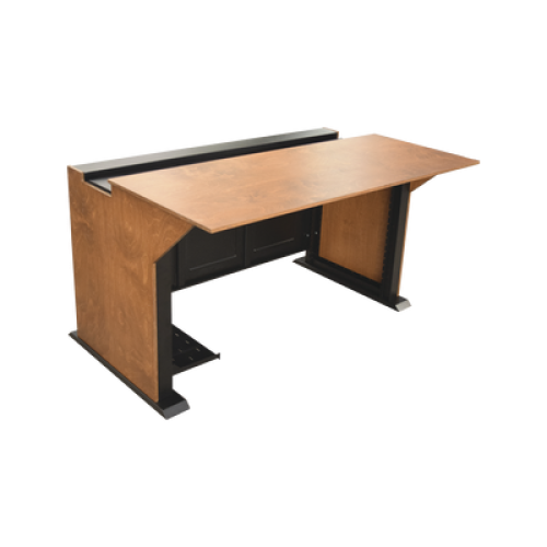Consola Profesional para Monitoreo | Con Porta PC | Con Tomacorriente | Tapas Removibles | Color Negro y Nogal con Veta | Lamina de Acero Rolado Calibre 18 | Pintura en Polvo Electrostática.