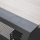 Consola Profesional para Monitoreo o Computo | Ranura para Base de Monitores | Microperforaciones | Luces LED Decorativas | Tomacorriente HTCM1U10C | Tapas Organizadoras de Cables | Niveladores | Rack para Montaje de Equipos | Ranura Pasaca