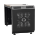 Consola Profesional para Monitoreo o Computo | Ranura para Base de Monitores | Microperforaciones | Luces LED Decorativas | Tomacorriente HTCM1U10C | Tapas Organizadoras de Cables | Niveladores | Rack para Montaje de Equipos | Ranura Pasaca