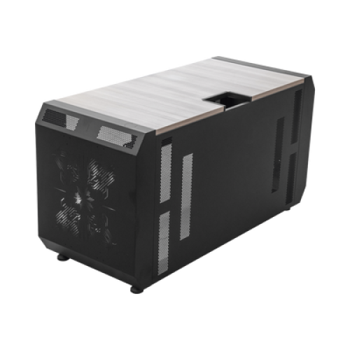 Consola Profesional para Monitoreo o Computo | Ranura para Base de Monitores | Microperforaciones | Luces LED Decorativas | Tomacorriente HTCM1U10C | Tapas Organizadoras de Cables | Niveladores | Rack para Montaje de Equipos | Ranura Pasaca