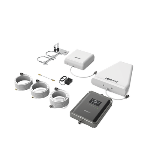 Kit Amplificador de Señal Celular 2G, 3G, 4G y 5G / Mejora llamadas convencionales y VoLTE / Amplifica señal de TELCEL, AT&T, MOVISTAR, BAIT,DiRi y más / Cubre hasta 300 m² con una antena y hasta 600 m² con 2 antenas.