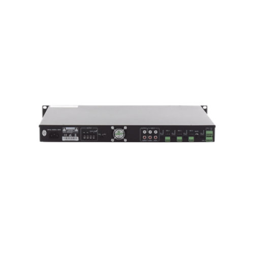 Amplificador de Audio | 1 canal | 350 W | Sistema 100V y Baja Impedancia | 4 Entradas de Micrófono Balanceadas | Bluetooth | USB | SD | FM | Montaje en Rack