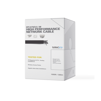 Bobina de 305 Metros (1000 Pies) Cat5e, Aleación de Cobre y Aluminio (CCA) Color Blanco, Uso Interior