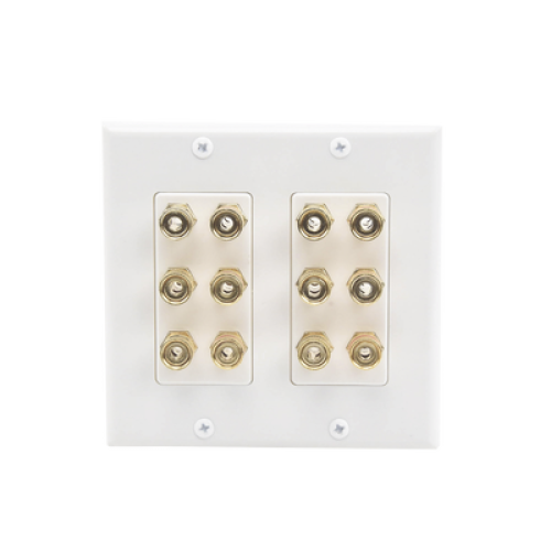 Placa de Pared | Postes de Unión Tipo Banana | Conexión para 6 Altavoces | Fácil Instalación | Conectores Chapados en Oro