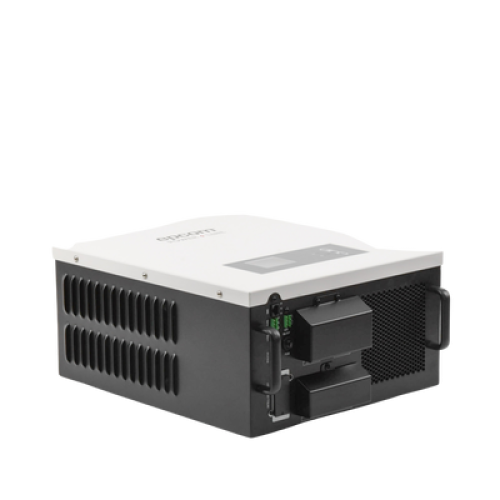 Inversor / Cargador para sistemas tipo isla de 48Vcc/120VCA de 2500W onda sinusoidal pura con controlador MPPT. Administre una fuente fotovoltaica, la red eléctrica y recargue su banco de baterías y su consumo sin problemas.