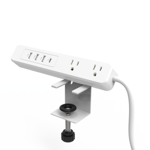 Multicontacto con Montaje para Escritorio / Carga Rápida para 65 W / 2 x Nema 5-15P / 3 x USB-A (5V @3A) / 1 x USB-C (65W)