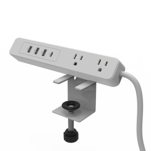 Multicontacto con Montaje para Escritorio / Carga Rápida para 65 W / 2 x Nema 5-15P / 3 x USB-A (5V @3A) / 1 x USB-C (65W)