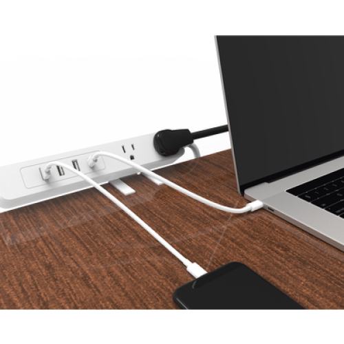 Multicontacto con Montaje para Escritorio / Carga Rápida para 65 W / 2 x Nema 5-15P / 3 x USB-A (5V @3A) / 1 x USB-C (65W)