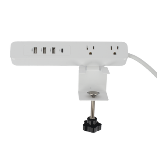 Multicontacto con Montaje para Escritorio / Carga Rápida para 65 W / 2 x Nema 5-15P / 3 x USB-A (5V @3A) / 1 x USB-C (65W)