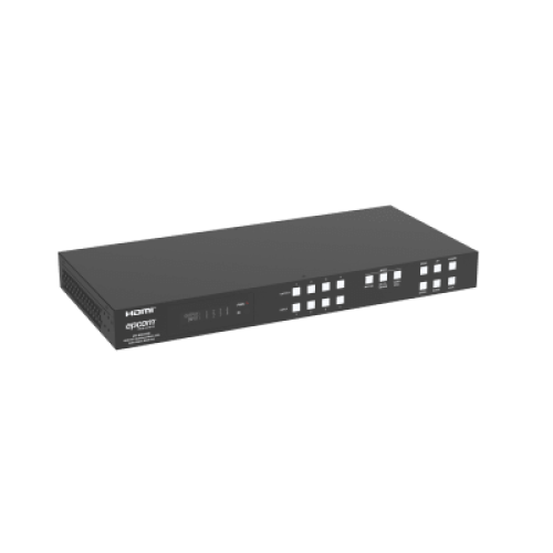 Switch de Video Matrix 4x4 HDMI 2.0 | 18Gbps Ancho de Banda | 4K2K@60Hz Resolución | 4 Entradas 4 Salidas HDMI | Audio LPCM y Dolby Digital | Control TCP-IP y RS-232 | Conectores Phoenix para Audio | Metal Enclosure