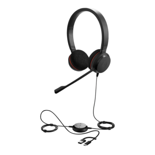 Jabra Evolve 20 DUO con Conexión USB C/A, Micrófono con Cancelación de Ruido de Ultima Generación, Configuración Plug and Play (4999-823-169) 