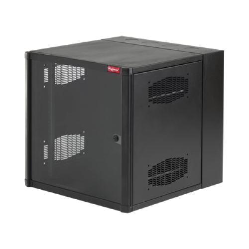 Gabinete AccessPlus de 19 UR Montaje en Pared de 19in, Rieles Numerados y Roscados #10-32, Puerta con Ventana de Seguridad, 600 mm de Ancho, 637 mm de Profundidad, Color Negro