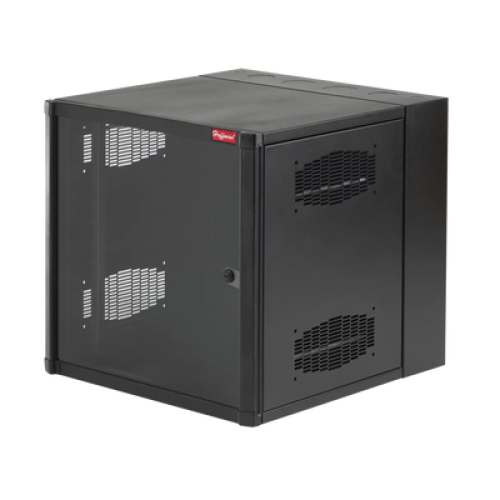Gabinete AccessPlus de 19 UR Montaje en Pared de 19in, Rieles Numerados y Roscados #10-32, Puerta con Ventana de Seguridad, 600 mm de Ancho, 762 mm de Profundidad, Color Negro