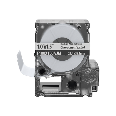 Casete de 150 Etiquetas Bandera, Poliéster de 25.4 mm x 38.1 mm (1 x 1.5 pulgadas), para Cables de 3.1 mm - 5.1 mm (0.12 - 0.2 pulgadas) de Diámetro, Área de Impresión Color Blanco