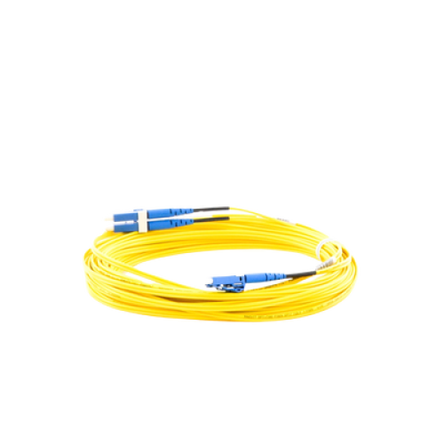 Jumper de Fibra Optica Monomodo 9/125 OS2, LC-LC Duplex, OFNR (Riser), Color Amarillo, 10 Metros (32.81 Pies)