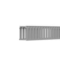 Canaleta Ranurada de PVC con Tapa, Tipo F, 108 mm de Ancho, 79.2 mm de Alto y 2 m de Largo, Color Gris