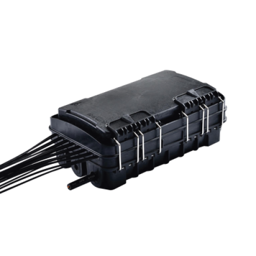 Caja de Distribución de Fibra Óptica para 24 Empalmes, con 16 acopladores SC/APC simplex, Exterior IP65, Color Negro
