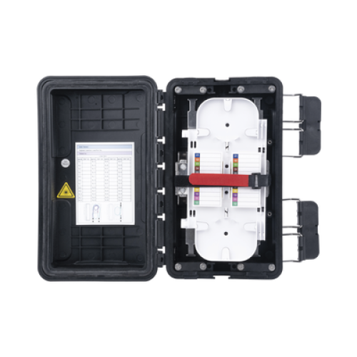 Caja de Distribución de Fibra Óptica, Hasta 96 Empalmes, Exterior IP65, Color Negro Caja de Distribución de Fibra Óptica, Hasta 96 Empalmes, Exterior IP65, Color Negro